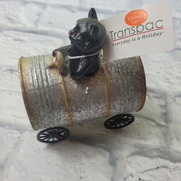 Transpac Resin 5in Silver Halloween Light Up Musical Barrel Figurine Set of 3 - Picture 14 of 15